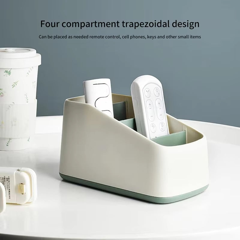 Multi-Functional Remote & Phone Organizer – 4-Slot Desktop Storage Box for Home & Hotel