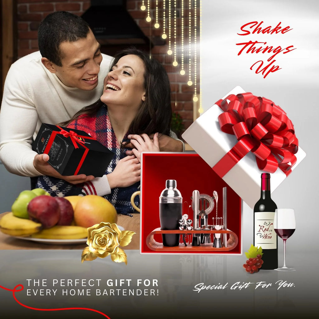 22-Piece Cocktail Shaker Set – Bartender Kit with Stylish Bamboo Stand