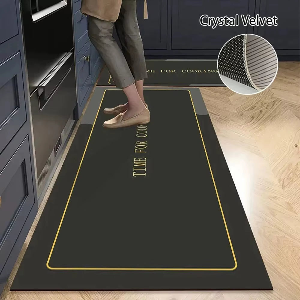 Non-Slip Kitchen Mat – Long Crystal Velvet Rug, Absorbent Floor Mat for Living Room & Bedroom