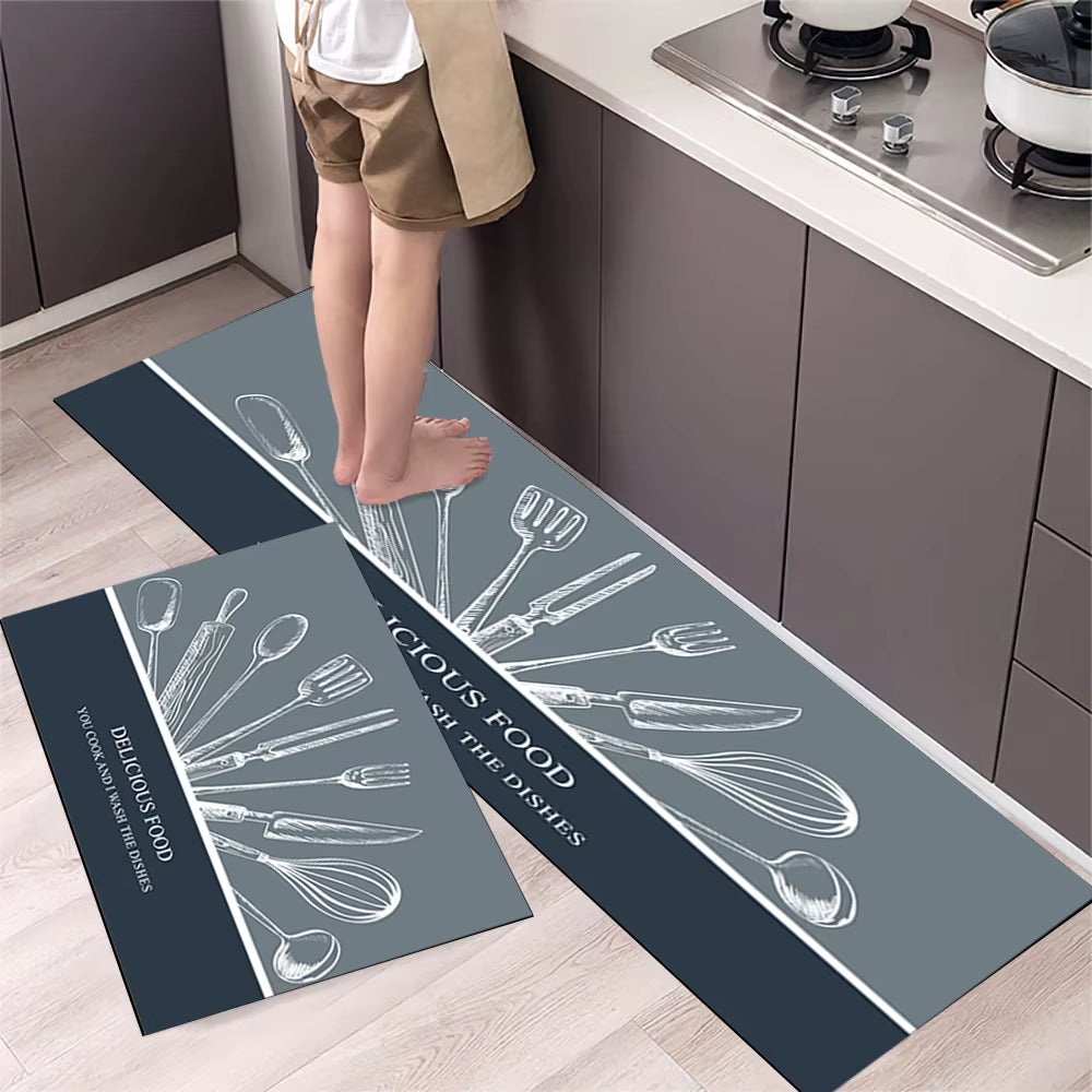 Non-Slip Kitchen Mat – Long Crystal Velvet Rug, Absorbent Floor Mat for Living Room & Bedroom