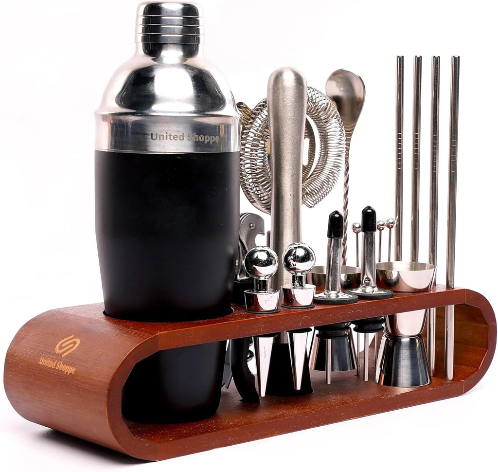 22-Piece Cocktail Shaker Set – Bartender Kit with Stylish Bamboo Stand