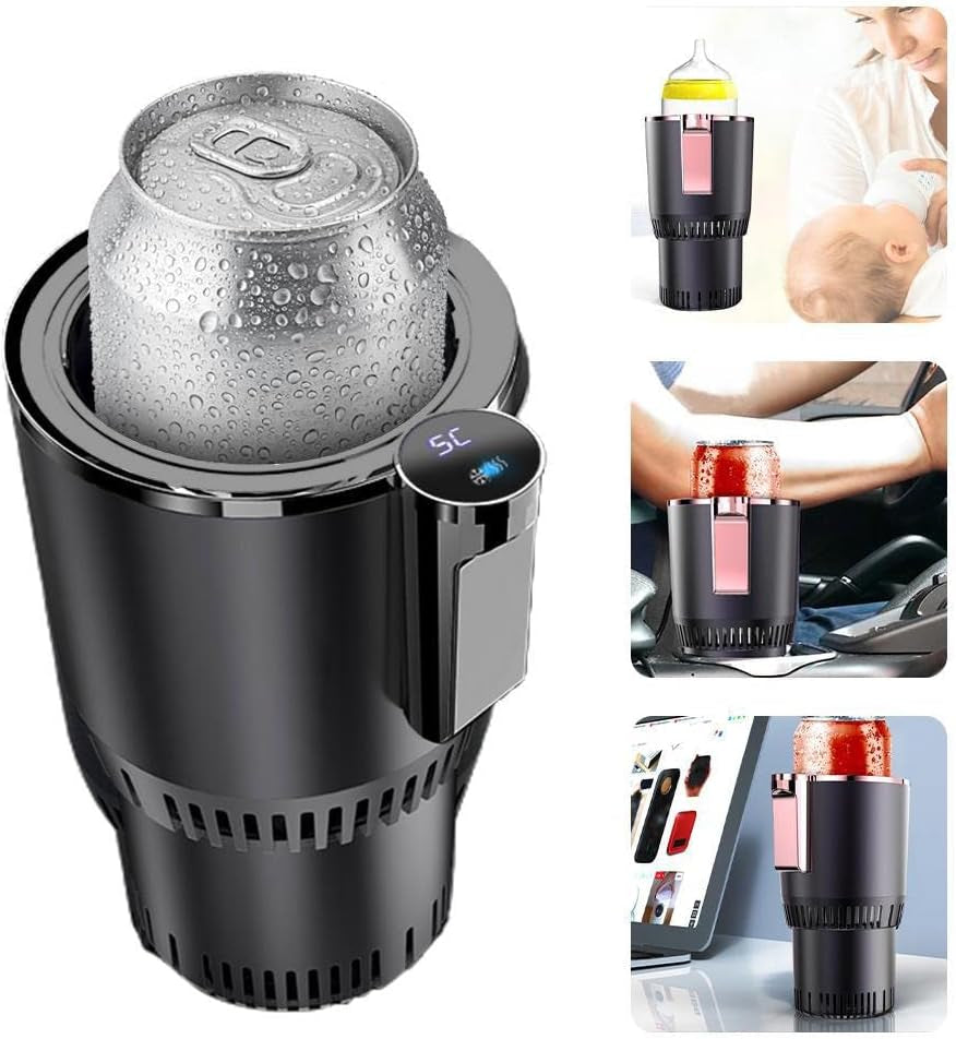 2-in-1 Car Cup Warmer and Cooler – Smart Heating & Cooling Mug Holder (Black)