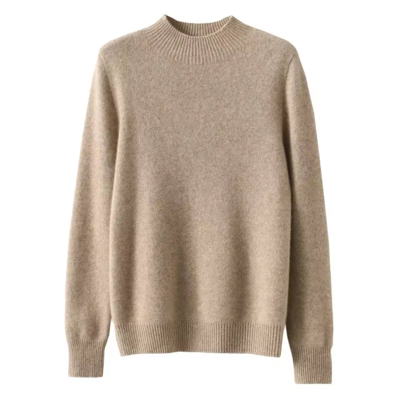 Women’s Winter Knit Sweater – Half High Collar Long Sleeve Pullover