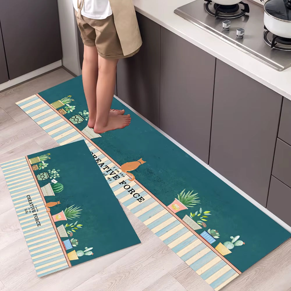 Non-Slip Kitchen Mat – Long Crystal Velvet Rug, Absorbent Floor Mat for Living Room & Bedroom