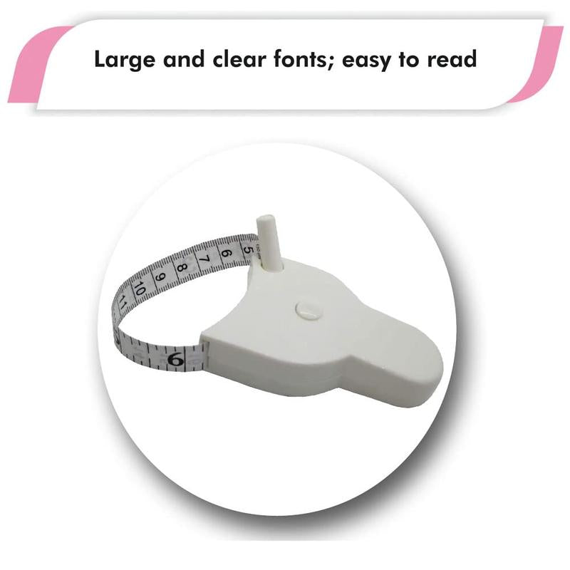 Body Measuring Tape 60 Inch, White,3D Automatic Lock for Accurate Waist/Hip Measurements