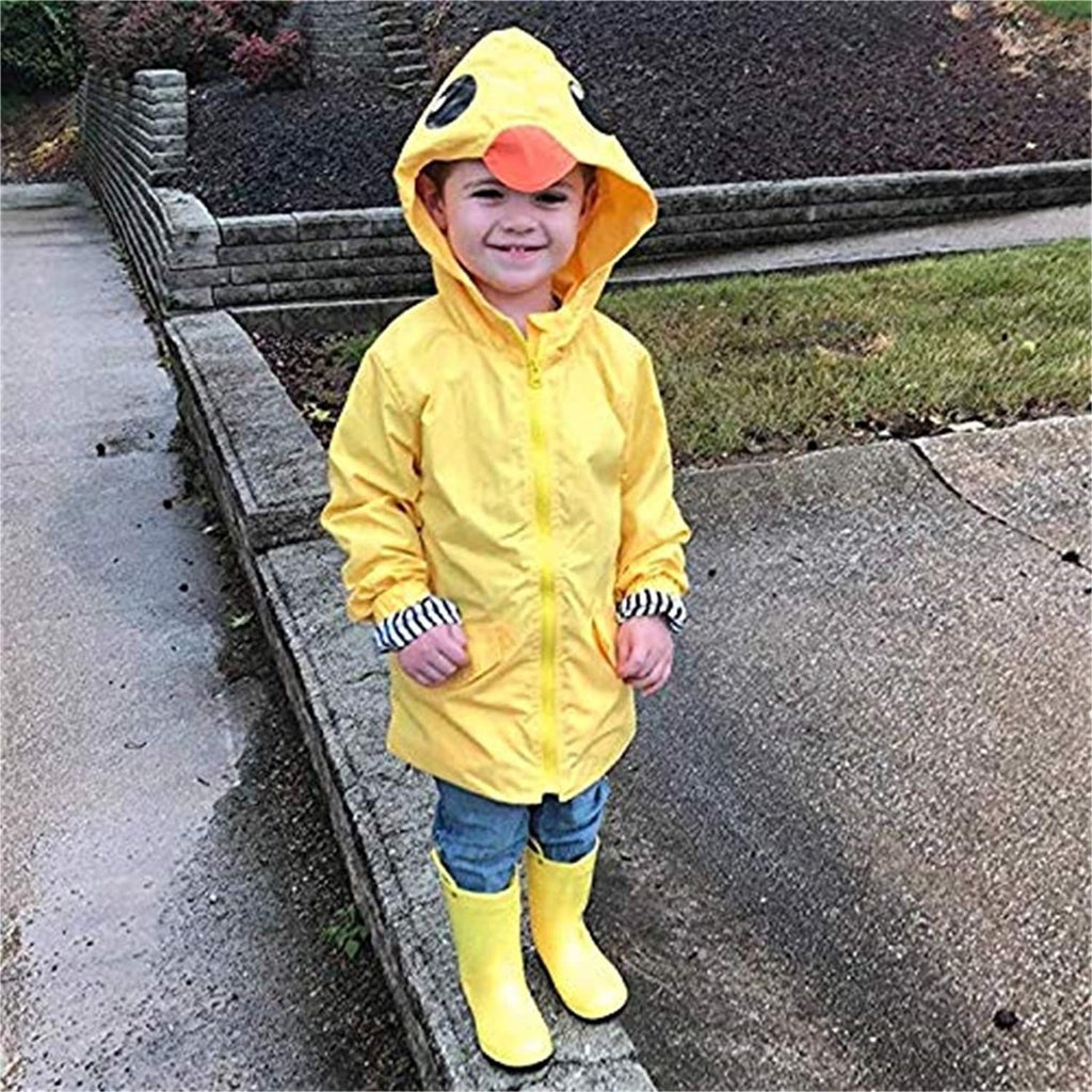 Toddler Duck Raincoat — Cute Cartoon Waterproof Hooded Jacket (1–5 Years)