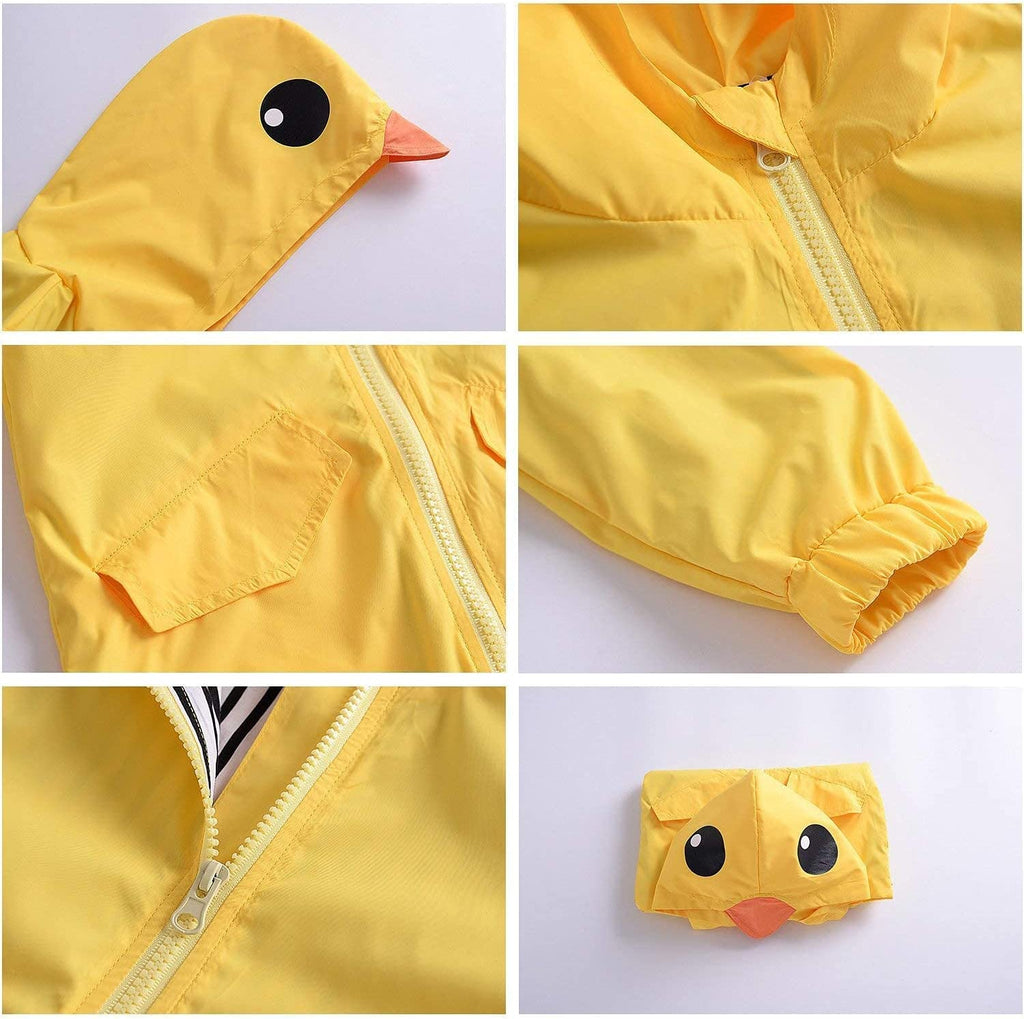 Toddler Duck Raincoat — Cute Cartoon Waterproof Hooded Jacket (1–5 Years)