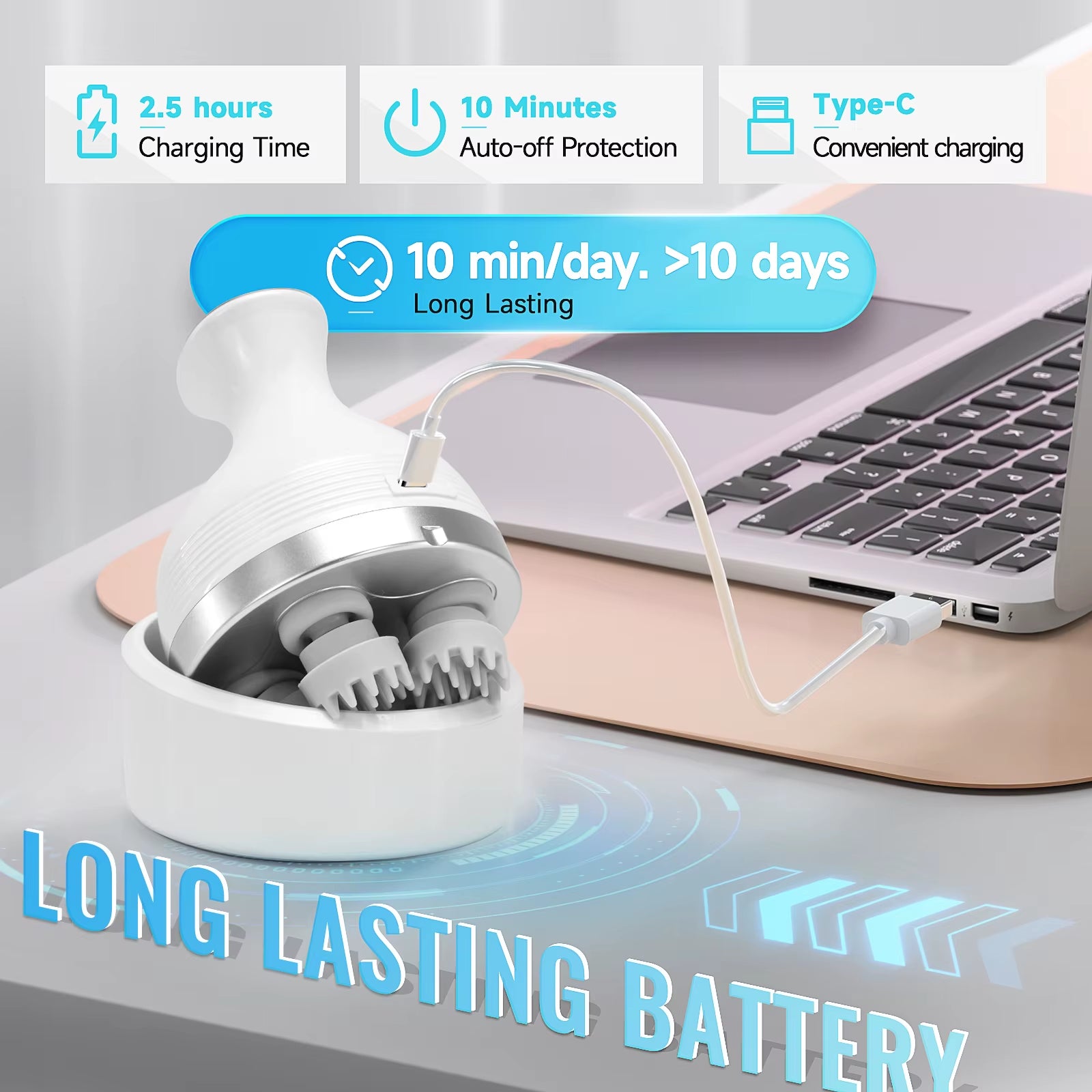 Wireless Smart Head Massager – Deep Tissue Neck & Scalp Kneading Device