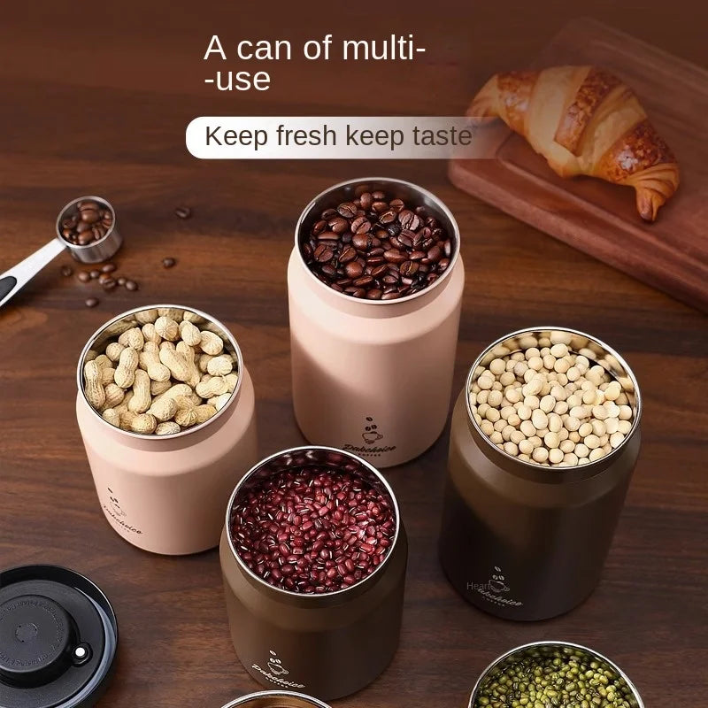 Vacuum-Sealed Coffee Bean & Food Storage Canister – Durable Stainless Steel Light-Proof Kitchen Jar