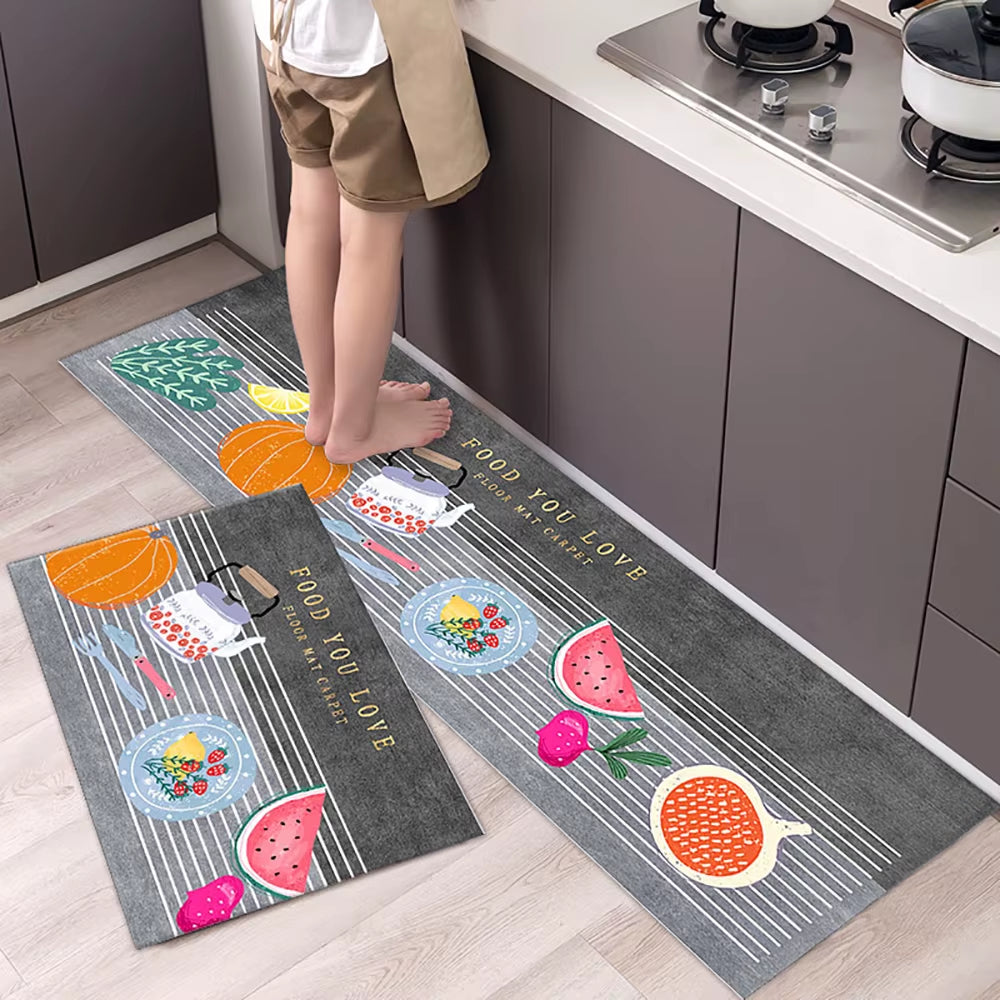 Non-Slip Kitchen Mat – Long Crystal Velvet Rug, Absorbent Floor Mat for Living Room & Bedroom
