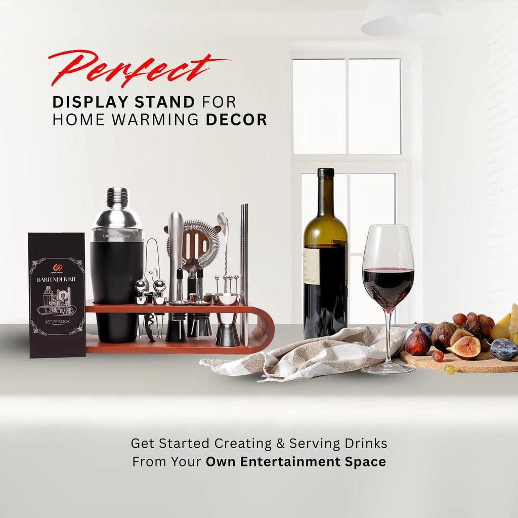 22-Piece Cocktail Shaker Set – Bartender Kit with Stylish Bamboo Stand