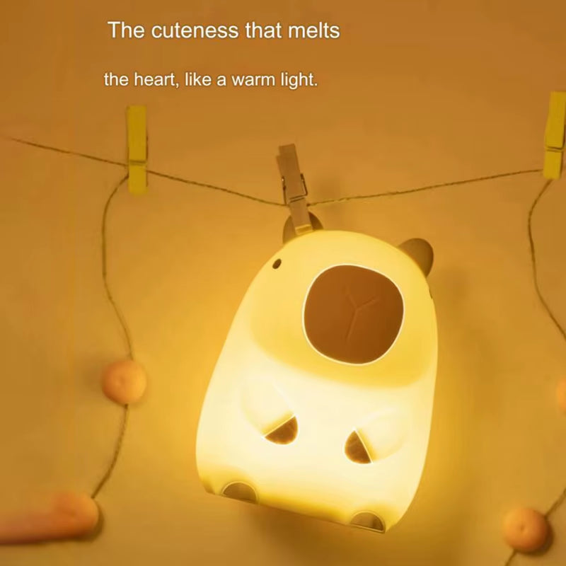 Cute Cartoon Capybara Night Light Battery Dimming Sleep Night Lamp for Children'S Room Decor