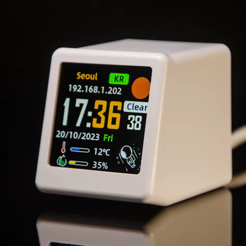 Ultra Smart WIFI Weather Station Clock – Desktop Bedside Display with Photo Album & GIF Animation