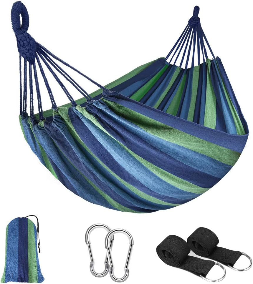 Single Camping Hammock with Carrying Bag – Portable, Lightweight, Supports 264 lbs, Easy to Carry (Blue & Green)