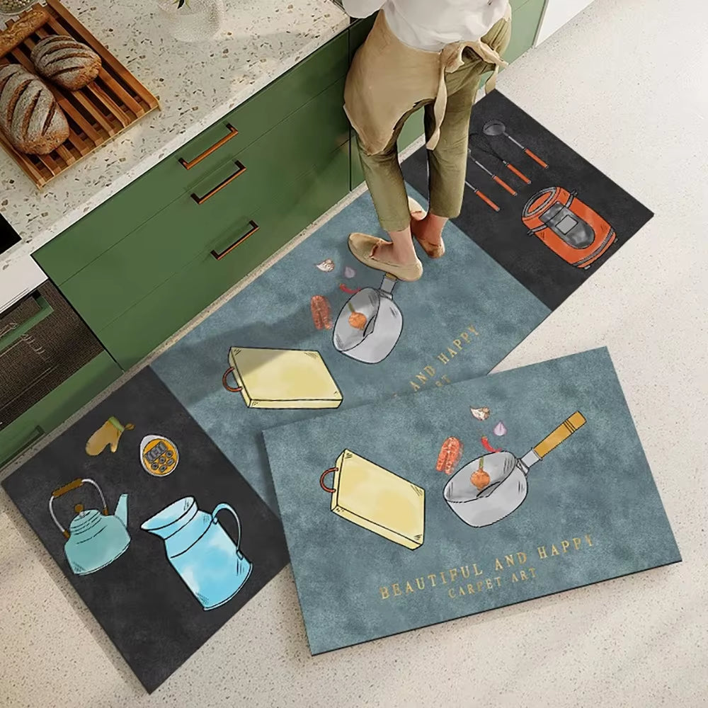 Non-Slip Kitchen Mat – Long Crystal Velvet Rug, Absorbent Floor Mat for Living Room & Bedroom