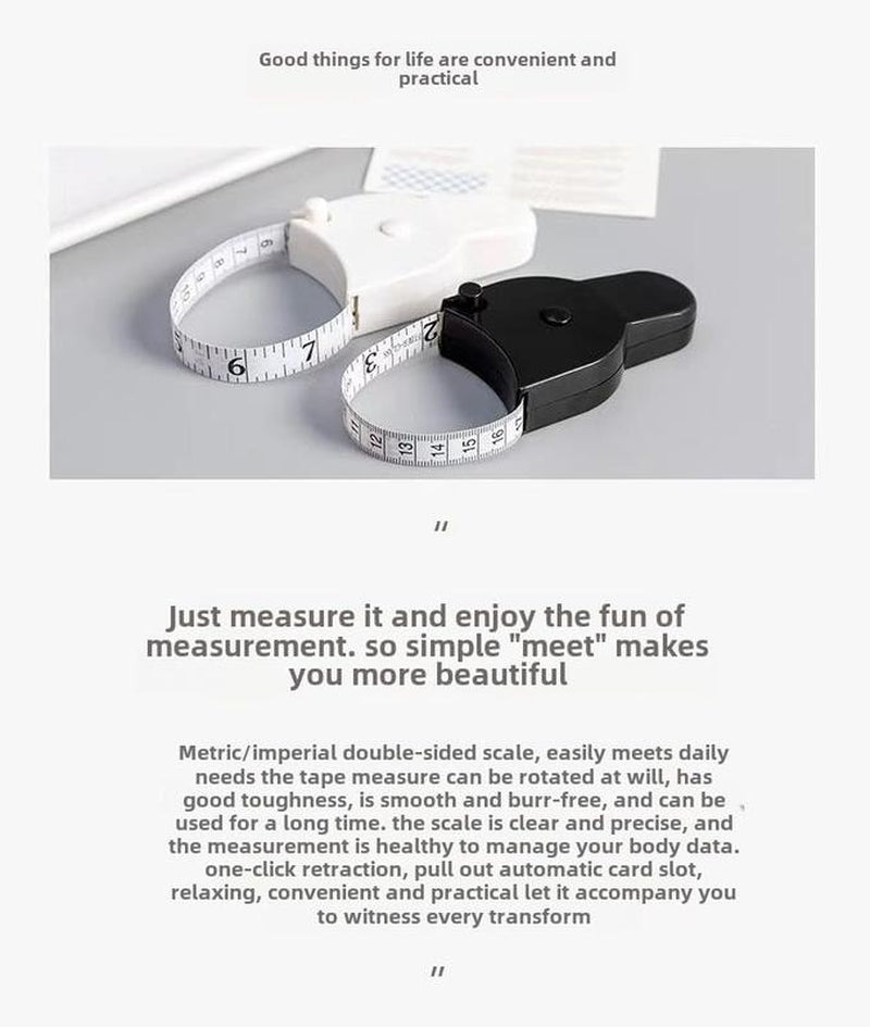 Body Measuring Tape 60 Inch, White,3D Automatic Lock for Accurate Waist/Hip Measurements