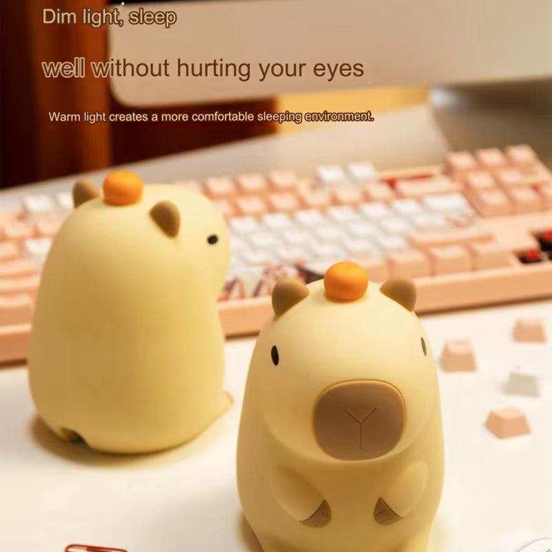 Cute Cartoon Capybara Night Light Battery Dimming Sleep Night Lamp for Children'S Room Decor