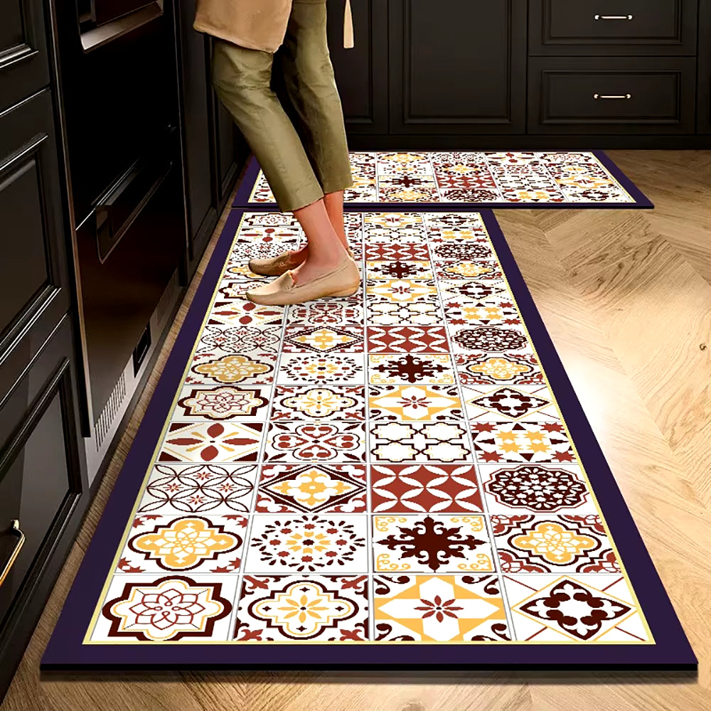 Non-Slip Kitchen Mat – Long Crystal Velvet Rug, Absorbent Floor Mat for Living Room & Bedroom