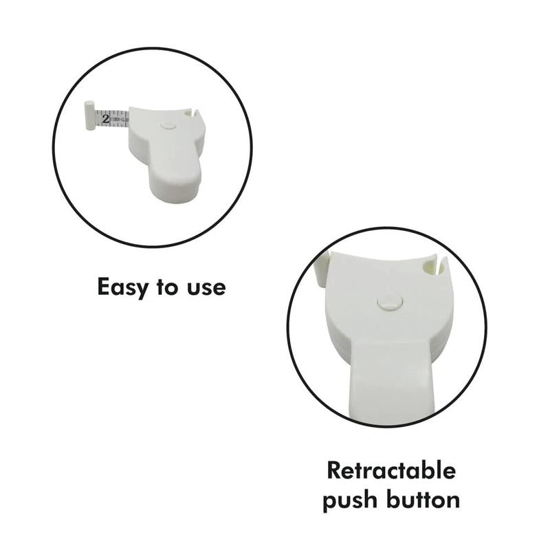 Body Measuring Tape 60 Inch, White,3D Automatic Lock for Accurate Waist/Hip Measurements