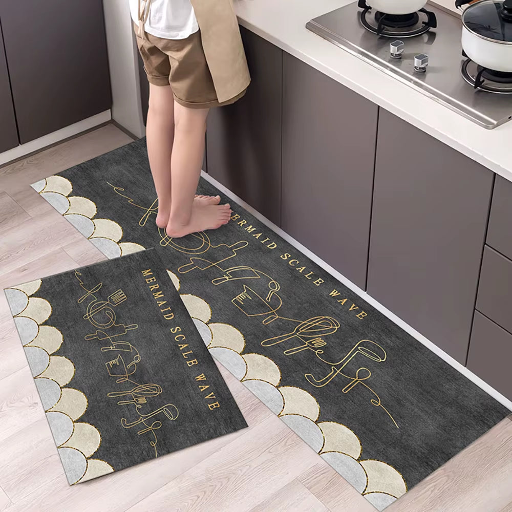 Non-Slip Kitchen Mat – Long Crystal Velvet Rug, Absorbent Floor Mat for Living Room & Bedroom