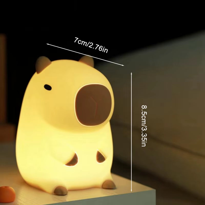 Cute Cartoon Capybara Night Light Battery Dimming Sleep Night Lamp for Children'S Room Decor