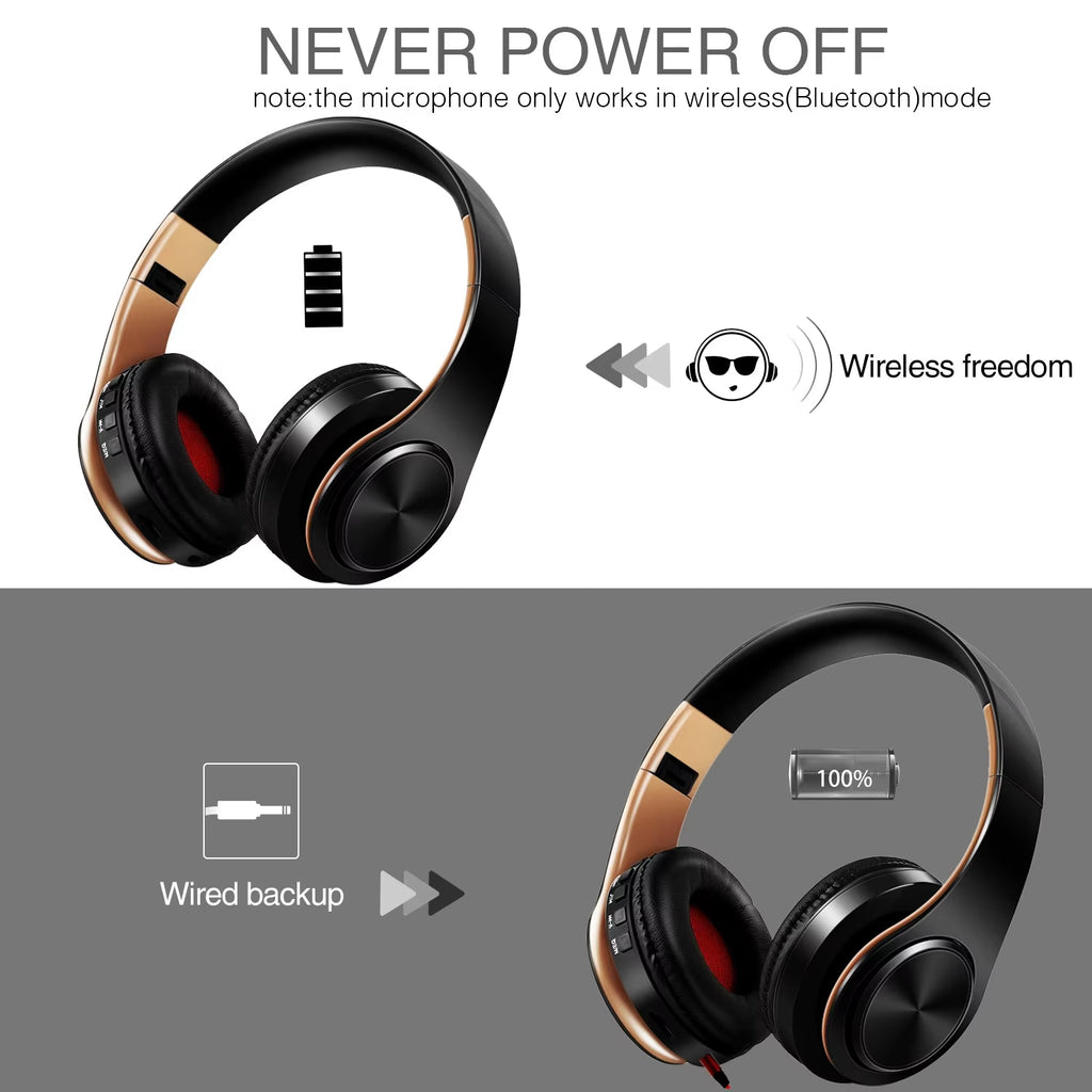 HiFi Stereo Bluetooth Earphones with FM & SD Card Support