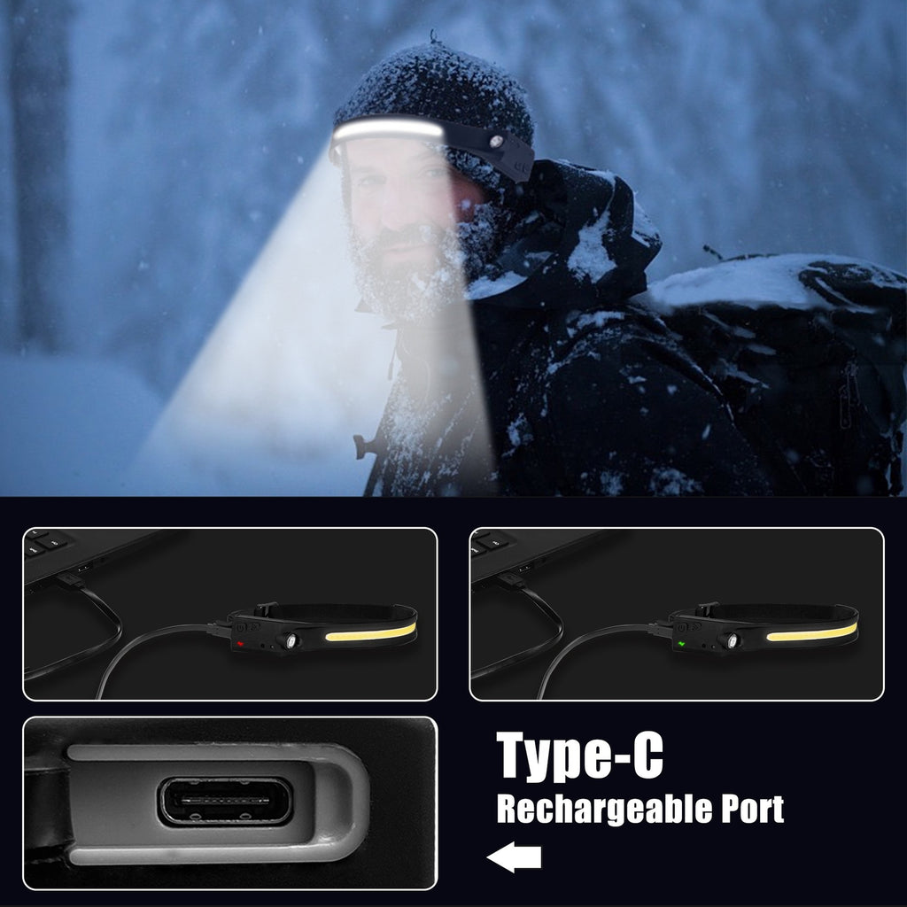 2X Waterproof Headlamp Night Buddy LED Sensor 230° Head Torch Headlight Band