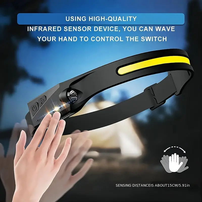 2X Waterproof Headlamp Night Buddy LED Sensor 230° Head Torch Headlight Band