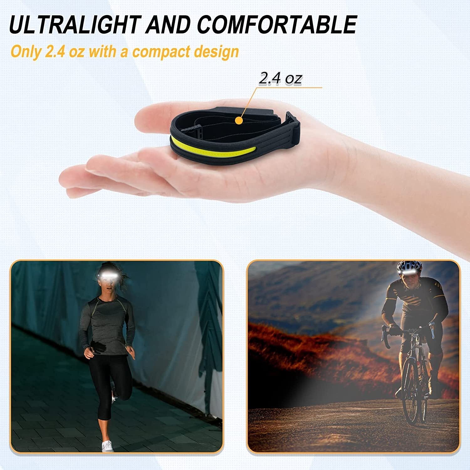 2X Waterproof Headlamp Night Buddy LED Sensor 230° Head Torch Headlight Band